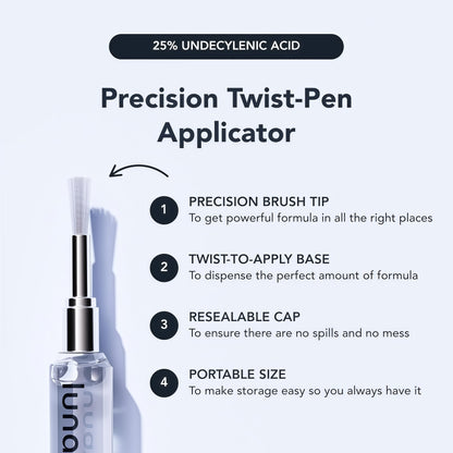 Lunavia Antifungal Pen – Cures Most Athlete’s Foot, Jock Itch, and Ringworm - 25% Undecylenic Acid with added Tea Tree, Jojoba, Clove Bud Oils & Aloe -  (3ML Volume)